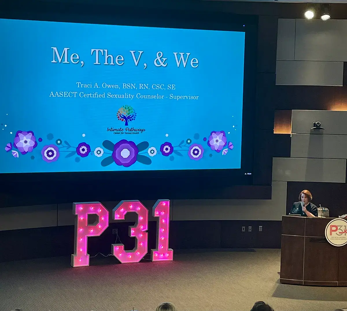 Traci speaking at the Project31 Survivorship Expo